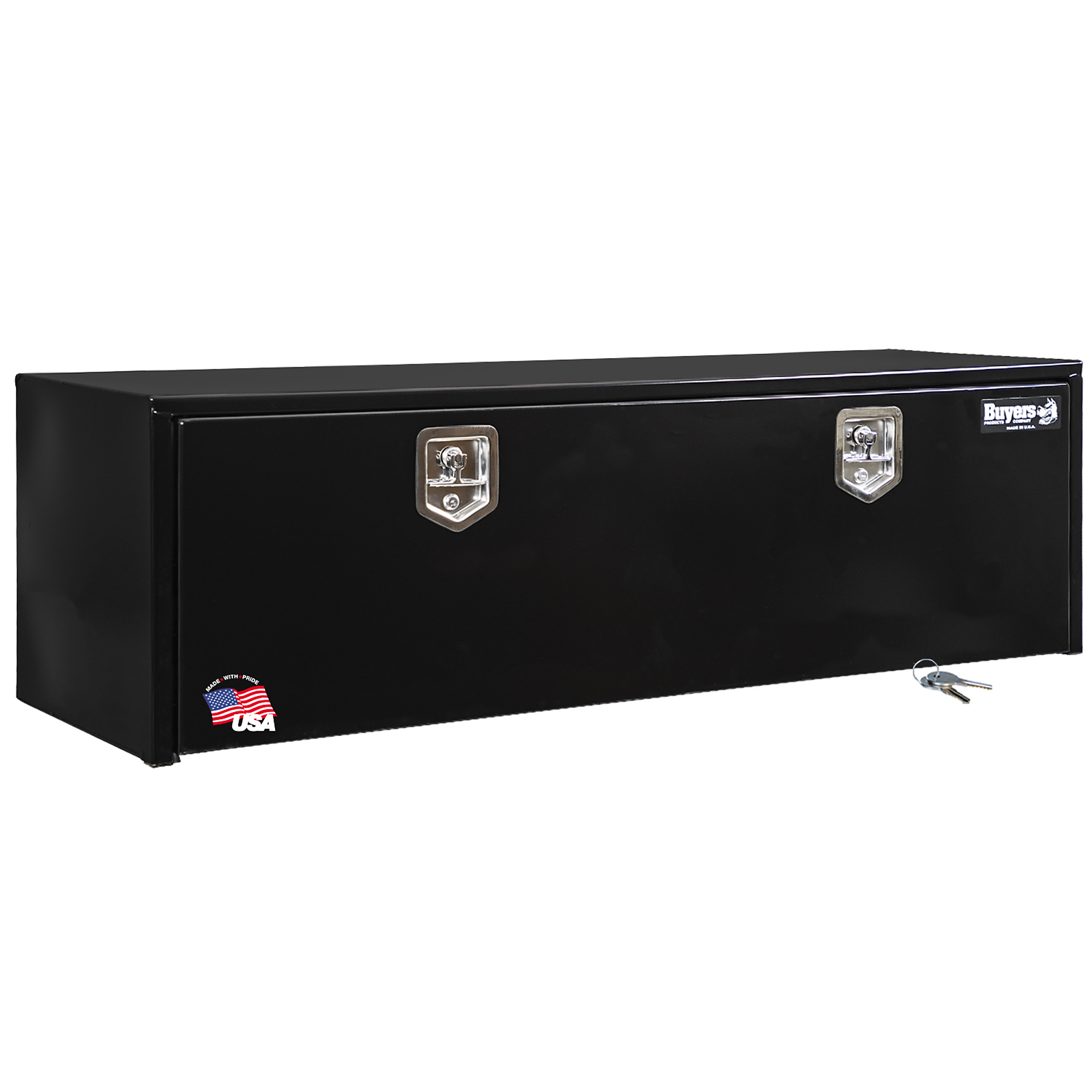 Buyers Products, 60x18x18in. Underbody Truck Bed Tool Job Storage Box, Width 60 in, Material Carbon Steel, Color Finish Glossy Black, Model# 1702315